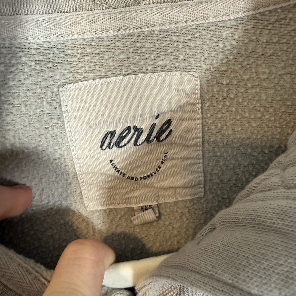 Aerie pullover sweatshirt womens XXS beige cotton snap button 1/2 - Picture 7 of 7
